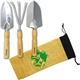 aerial view a natural-stainless steel evergreen 3 piece garden tool set, image 1 of 3
