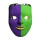 aerial view a green/purple mardi gras led double face mask, image 1 of 3
