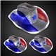 a group of red white blue led cowboy hat with black band