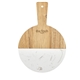 aerial view a wood round acacia marble board serving tray cutting board, image 1 of 2