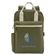 aerial view a moss green workspace laptop backpack tote bag, image 1 of 5