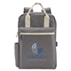 aerial view a pebble gray workspace laptop backpack tote bag, image 1 of 5
