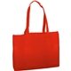 aerial view a red textured non woven tote bag - full color, image 1 of 2