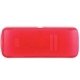 aerial view a translucent red promotional custom plastic bandage dispenser with pill case, image 1 of 2