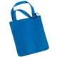 aerial view a blue non - woven tote bag w / reinforced handles, image 1 of 2