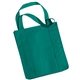 aerial view a green non - woven tote bag w / reinforced handles, image 1 of 2