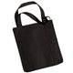 aerial view a black non - woven tote bag w / reinforced handles, image 1 of 2