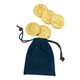 a navy velour pouches with chocolate coins