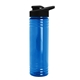 aerial view a black lid & transparent-blue bottle 24 oz slim fit halcyon water bottles with drink - thru lid, image 2 of 2