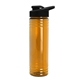 aerial view a black lid & transparent orange bottle 24 oz slim fit halcyon water bottles with drink - thru lid, image 2 of 2