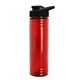 aerial view a black lid & transparent-red bottle 24 oz slim fit halcyon water bottles with drink - thru lid, image 2 of 2