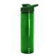 aerial view a green lid & transparent-green bottle 24 oz slim fit halcyon water bottles with drink - thru lid, image 2 of 2