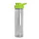 aerial view a lime-green lid & clear bottle 24 oz slim fit halcyon water bottles with drink - thru lid, image 2 of 2