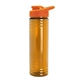 aerial view a orange lid & transparent orange bottle 24 oz slim fit halcyon water bottles with drink - thru lid, image 2 of 2