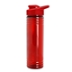 aerial view a red lid & transparent-red bottle 24 oz slim fit halcyon water bottles with drink - thru lid, image 2 of 2