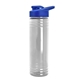aerial view a royal-blue lid & clear bottle 24 oz slim fit halcyon water bottles with drink - thru lid, image 2 of 2