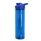 aerial view a royal-blue lid & transparent-blue bottle 24 oz slim fit halcyon water bottles with drink - thru lid, image 2 of 2