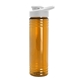 aerial view a white lid & transparent orange bottle 24 oz slim fit halcyon water bottles with drink - thru lid, image 2 of 2