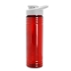 aerial view a white lid & transparent-red bottle 24 oz slim fit halcyon water bottles with drink - thru lid, image 2 of 2