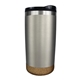aerial view a metallic silver halcyon(r) 20 oz cork bottom tumbler, laser, standard, image 1 of 2