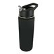 aerial view a black halcyon(r) 20 oz sports bottle with flip straw lid, laser engraved, large, image 1 of 2