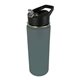 aerial view a gray halcyon(r) 20 oz sports bottle with flip straw lid, laser engraved, large, image 1 of 2