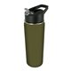 aerial view a army green halcyon(r) 20 oz sports bottle with flip straw lid, laser engraved, large, image 1 of 2