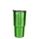 aerial view a green 20 oz ares tumbler with stainless straw / flip top lid, full color digital, image 1 of 2