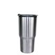 aerial view a silver 20 oz ares tumbler with stainless straw / flip top lid, full color digital, image 1 of 2