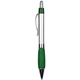 aerial view a silver with green accents wolverine rubber ergo - gripper pen, image 1 of 2