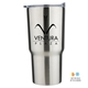 aerial view a silver contoured 20 oz stainless steel tumbler, image 1 of 2