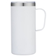 a white 20 oz double wall ss vacuum tall camping mug