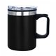aerial view a black 14 oz economy camping mug, image 1 of 2