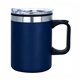 a blue 14 oz economy camping mug