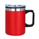 a red 14 oz economy camping mug