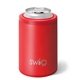 aerial view a matte red swig(r) 12 oz combo can bottle cooler, laser, premium, image 1 of 2