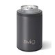 aerial view a matte grey swig(r) 12 oz combo can bottle cooler, laser, premium, image 1 of 2