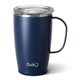 aerial view a matte navy swig(r) 18 oz insulated matte mug, laser, standard, image 1 of 2