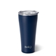 aerial view a matte navy swig(r) 32 oz matte tumbler, laser, standard, image 1 of 2
