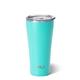 aerial view a matte aqua swig(r) 32 oz matte tumbler, laser, standard, image 1 of 2