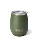 aerial view a olive green swig(r) 14 oz matte stemless wine cup, image 1 of 2