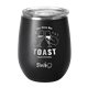 aerial view a matte black swig(r) 14 oz matte stemless wine cup, laser, premium, image 2 of 2
