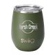 aerial view a olive green swig(r) 14 oz matte stemless wine cup, laser, premium, image 2 of 2