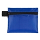 aerial view a blue 10 piece antiseptic first aid kit in zipper pouch, image 1 of 2