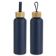aerial view a navy blue asbury 24 oz recycled aluminum bottle, image 1 of 3
