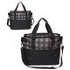 aerial view a gray plaid insulated cooler bag, image 1 of 3