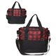 aerial view a red plaid insulated cooler bag, image 1 of 4