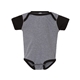 aerial view a granite heather/ black rabbit skins - infant baby rib bodysuit, image 1 of 3