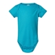 aerial view a turquoise rabbit skins fine jersey infant lap shoulder creeper, image 1 of 3
