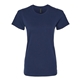 aerial view a navy gildan - womens softstyle(r) midweight t - shirt, image 1 of 3